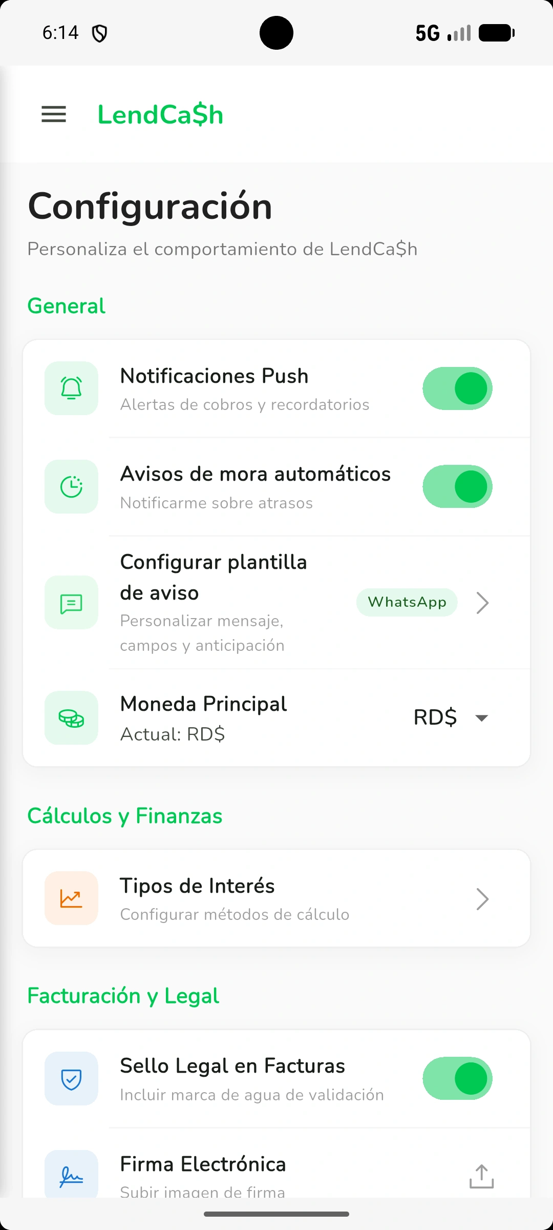 LendCash Configuración